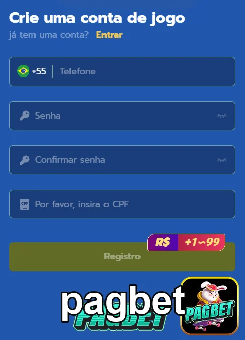 Tela de registro da pagbet, destacando campos de informação.